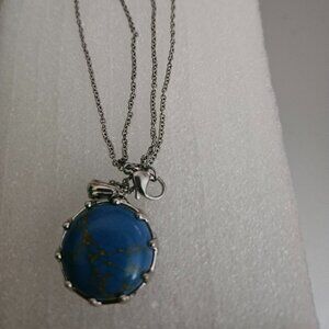Mojave blue turquois pendant with stainless steel necklace 20 inches